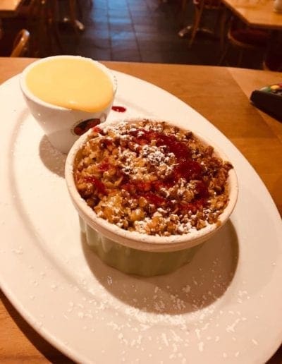Apple Crumple Dessert Custard The Gate Restaurant and Cafe Navan Meath