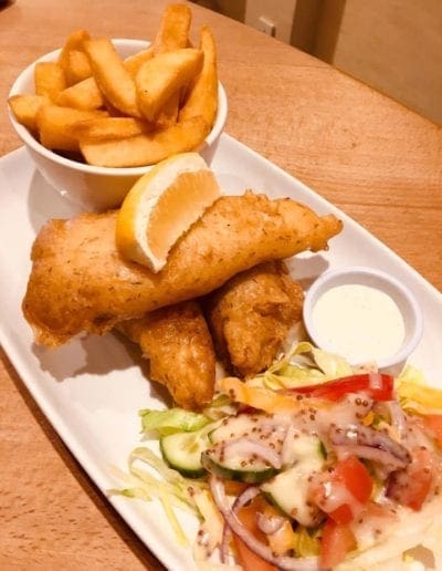 Cod Fish Chips Salad Dip Lemon Lunch Dinner The Gate Restaurant and Cafe Navan Meath